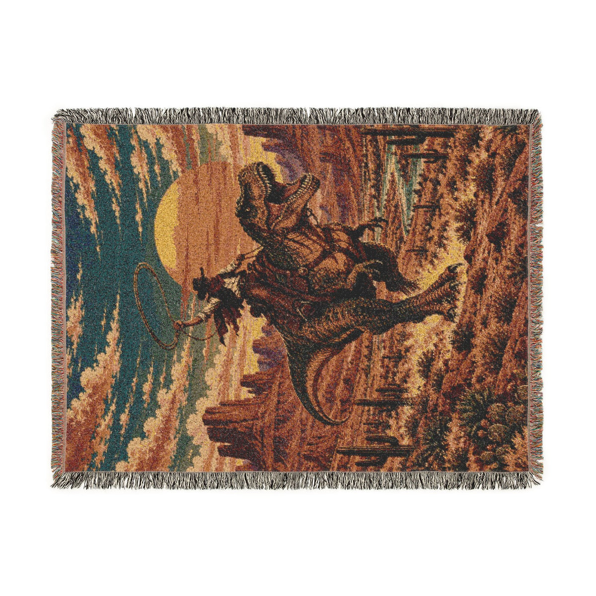 Western Dinosaur Woven Blanket