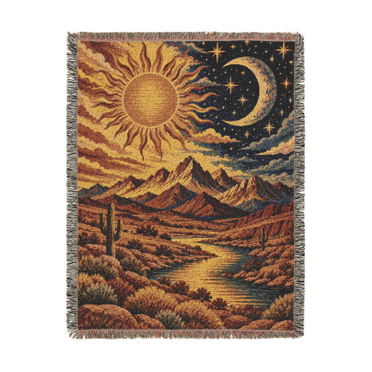 Sun and Moon Woven Throw Blanket