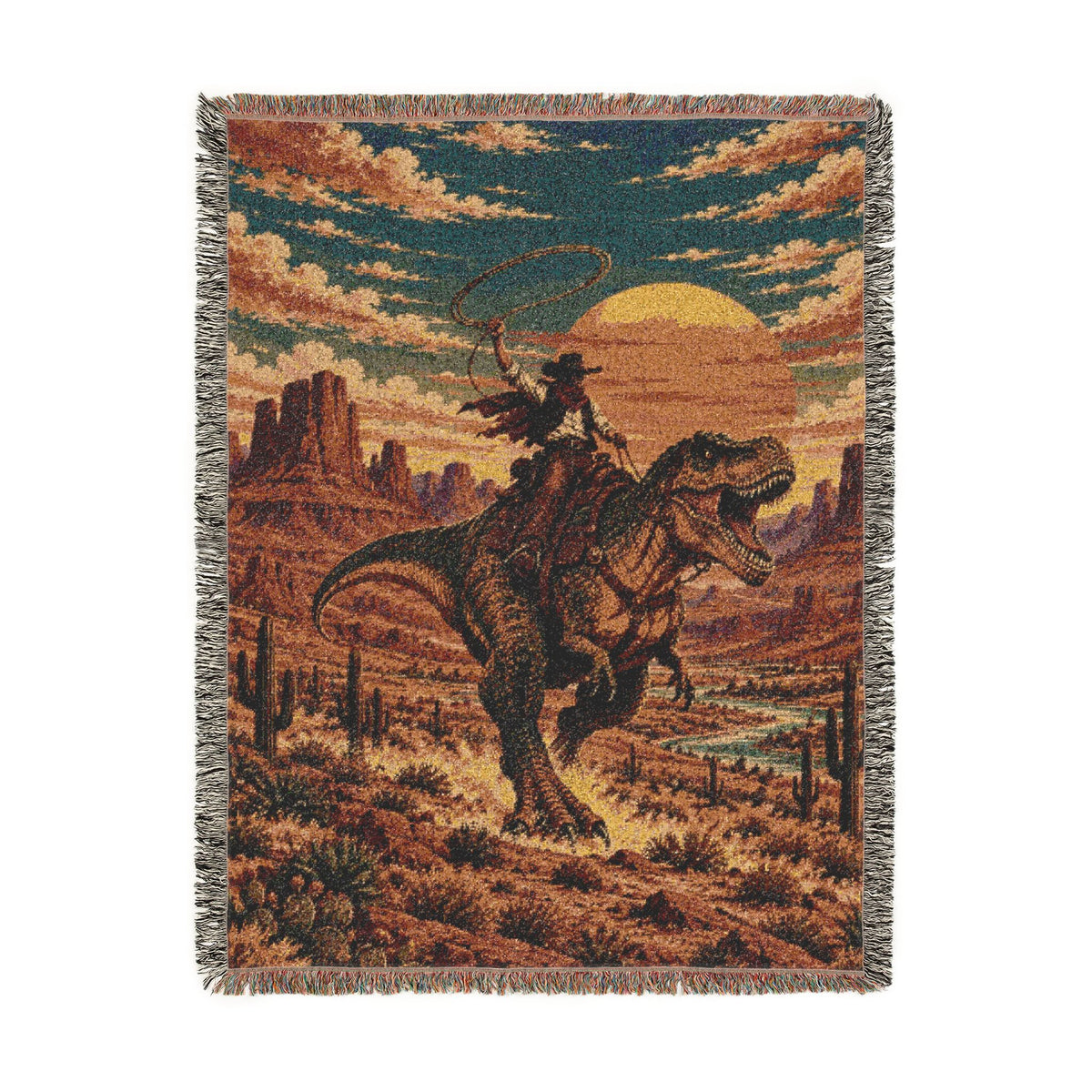 Western Dinosaur Woven Blanket