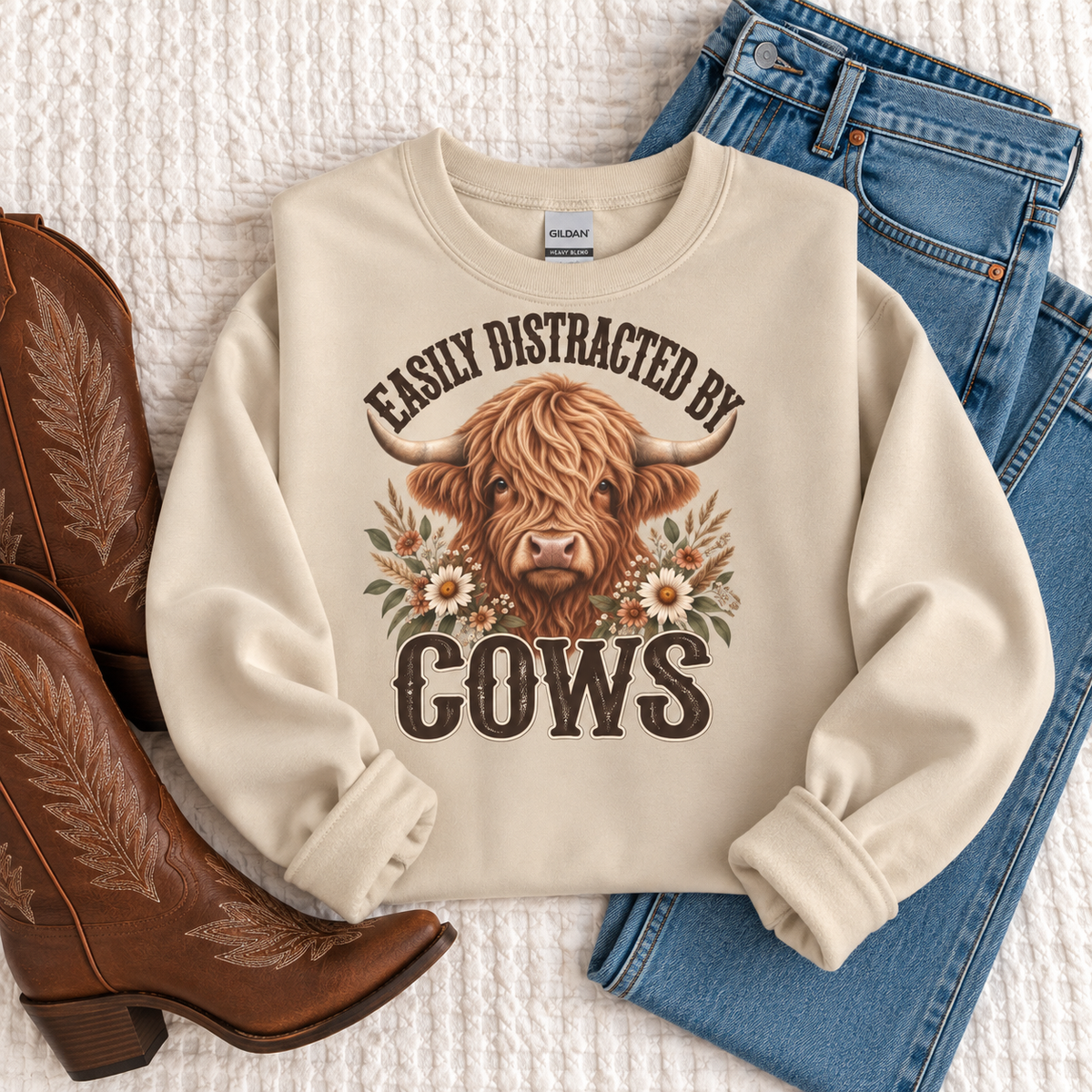 Easily Distracted by Cows Sweatshirt