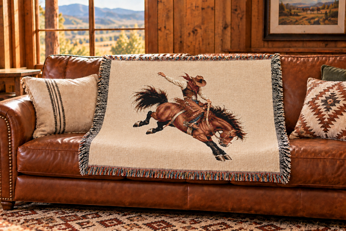 Rodeo Cowboy Woven Blanket