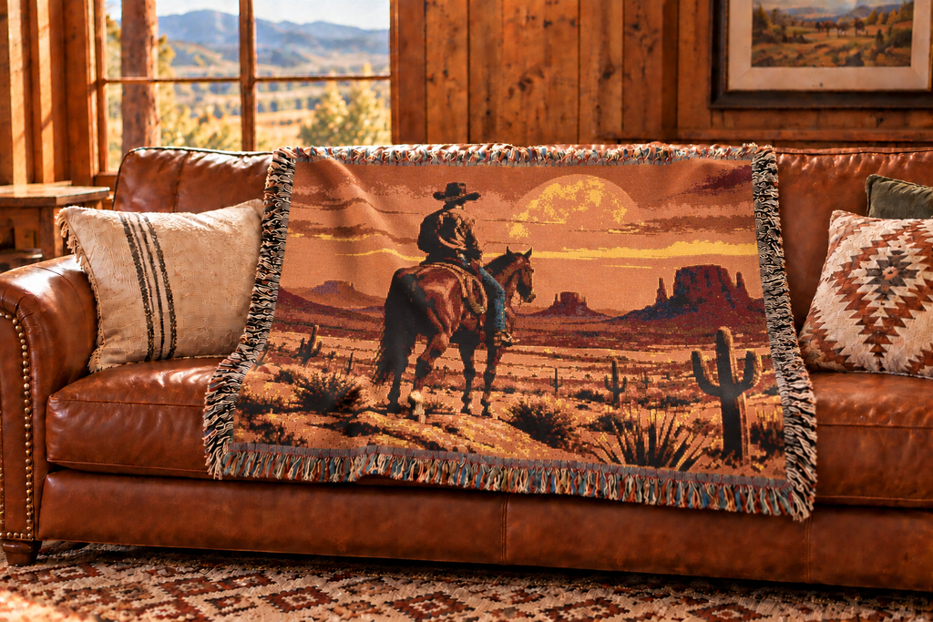 Cowboy Woven Throw Blanket
