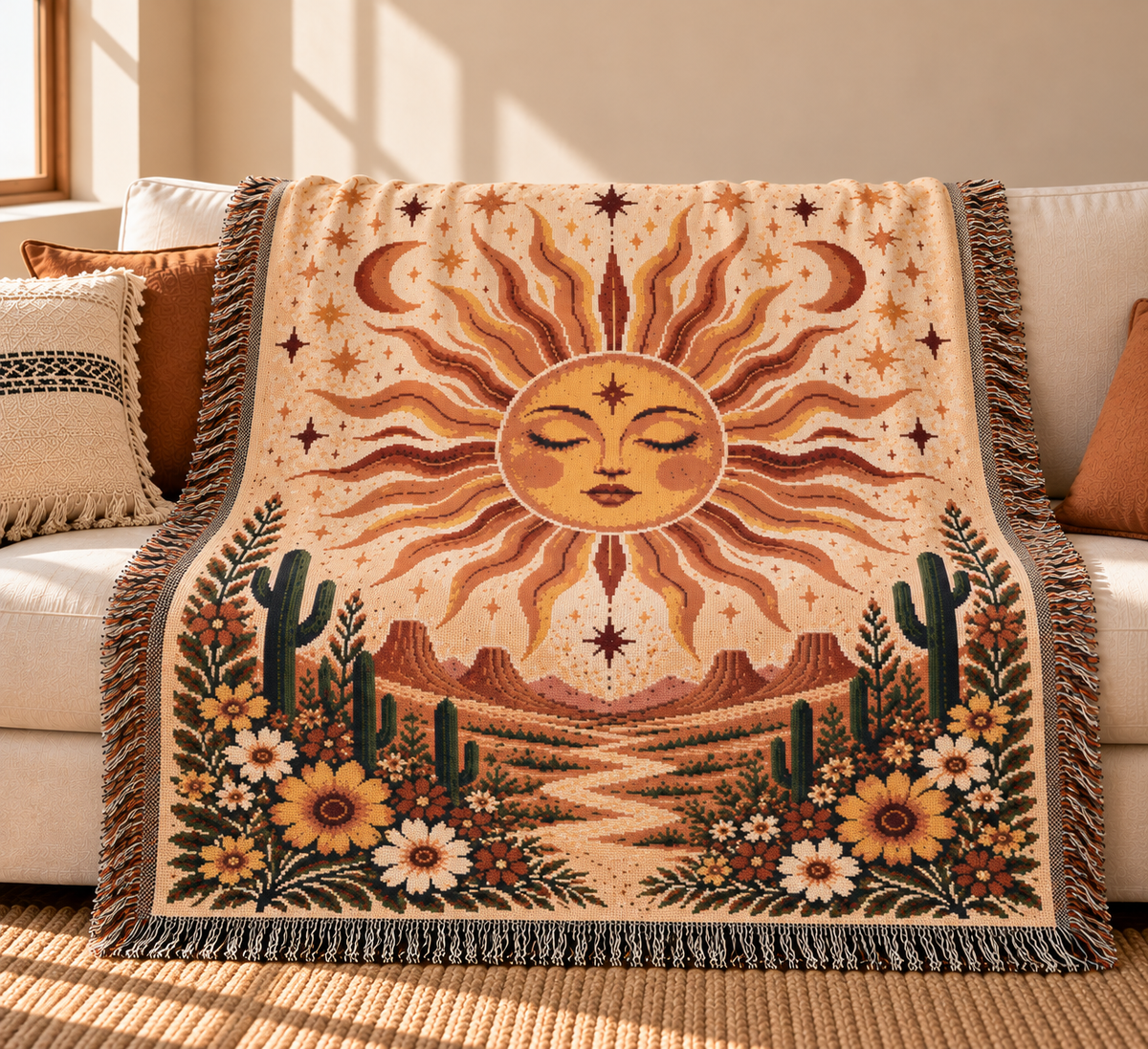 Boho Sun Woven Blanket