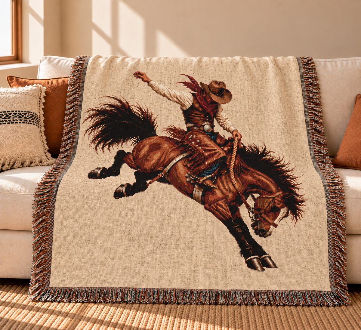 Rodeo Cowboy Woven Blanket