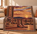 Western Boots Woven Blanket