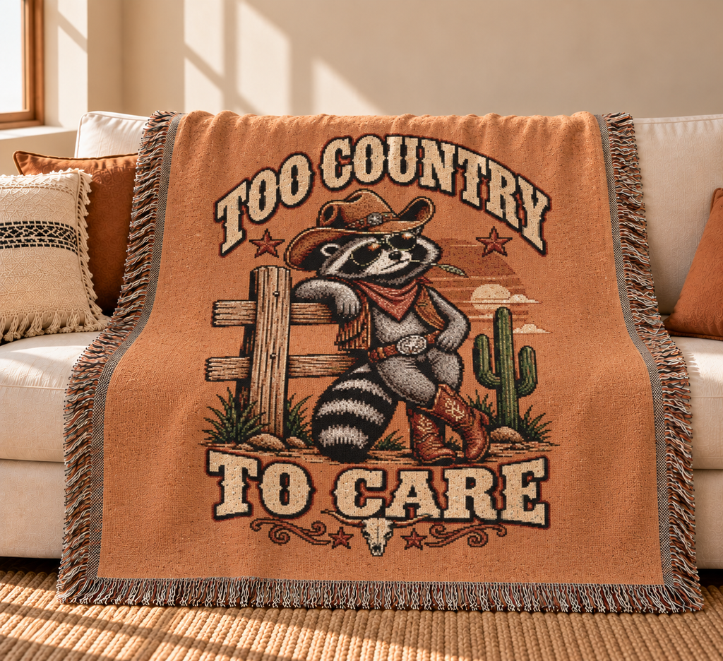 Funny Country Raccoon Woven Blanket