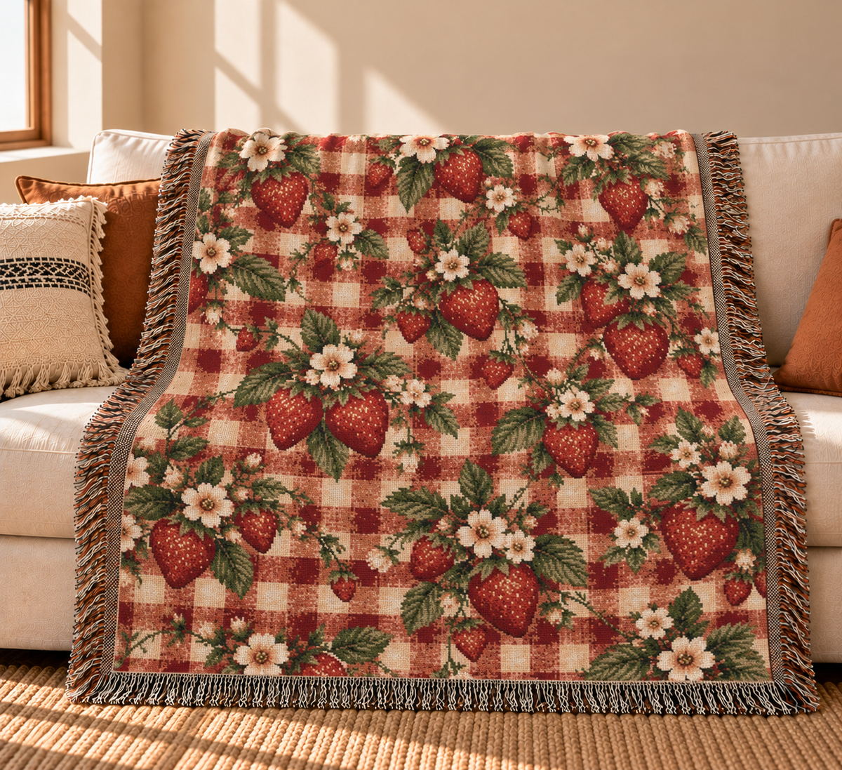 Strawberry Woven Throw Blanket