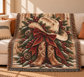Christmas Cowboy Boots Woven Throw Blanket