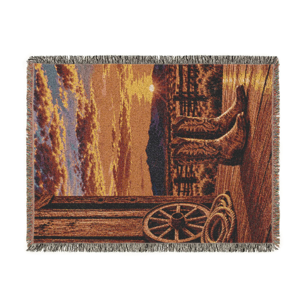 Western Boots Woven Blanket