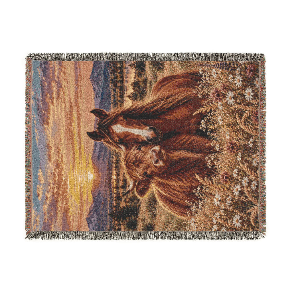 Cow and Horse Woven Blanket
