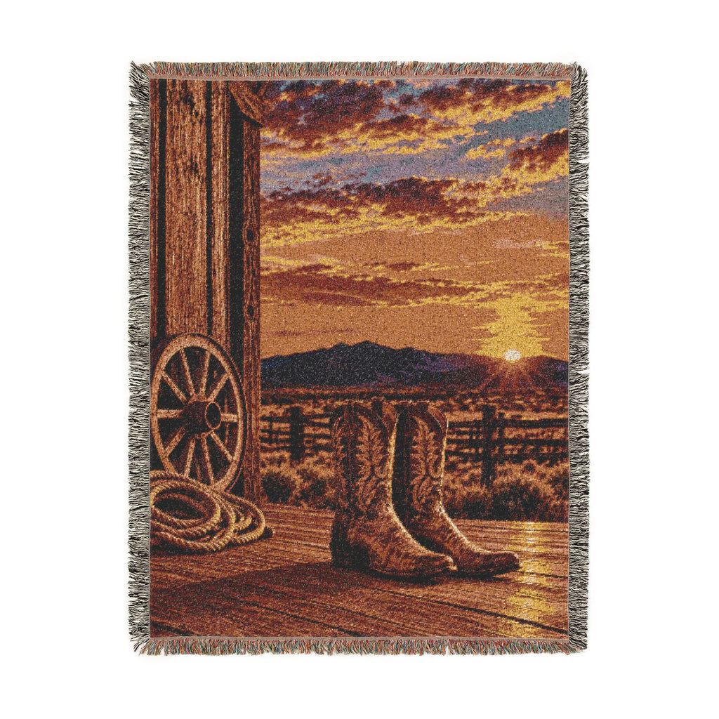 Western Boots Woven Blanket