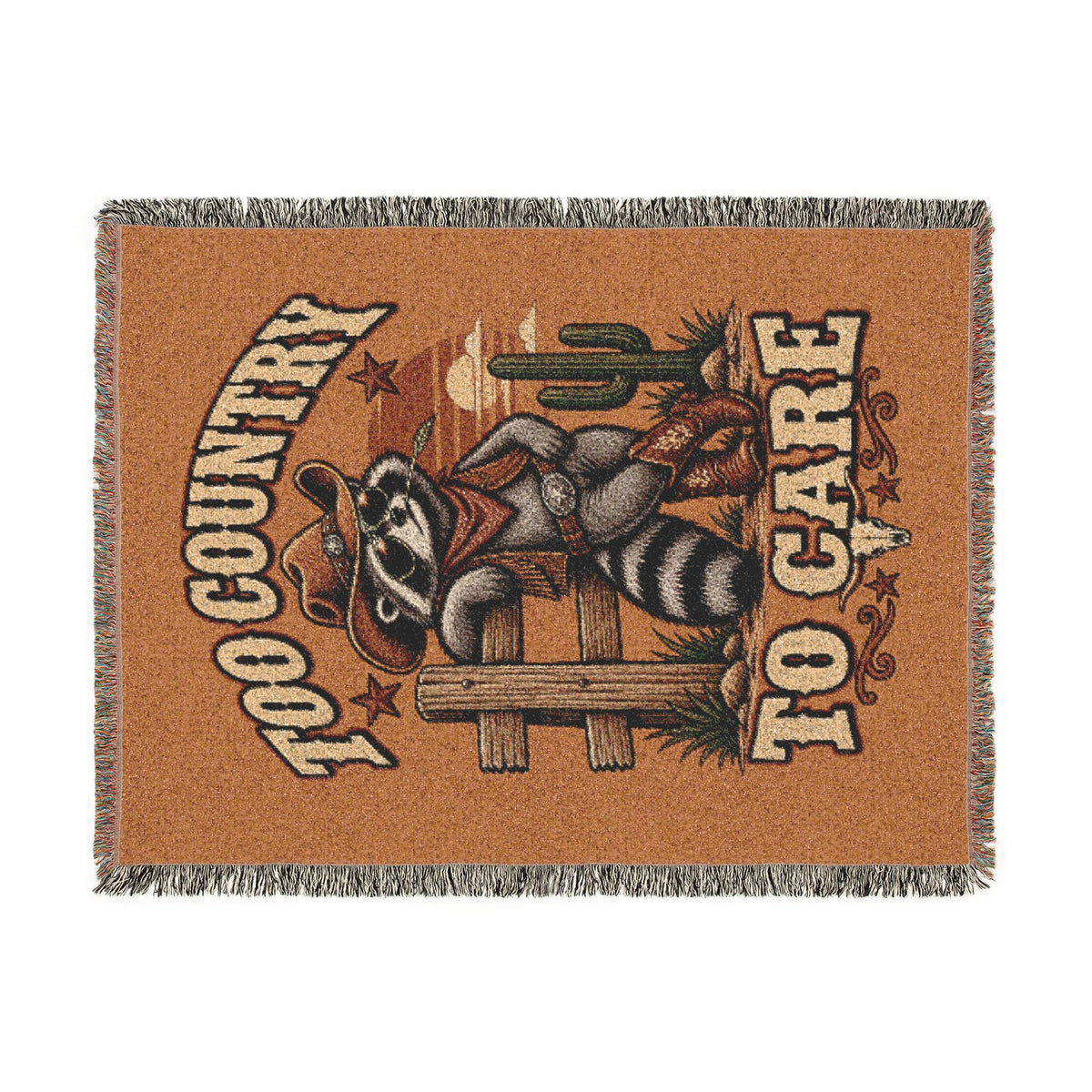 Funny Country Raccoon Woven Blanket