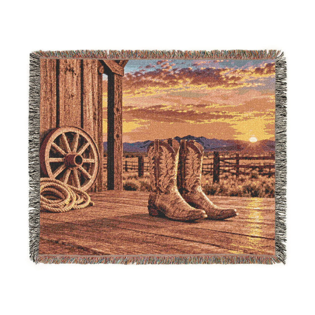 Western Boots Woven Blanket