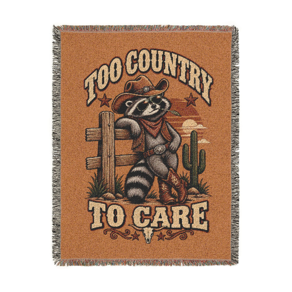 Funny Country Raccoon Woven Blanket