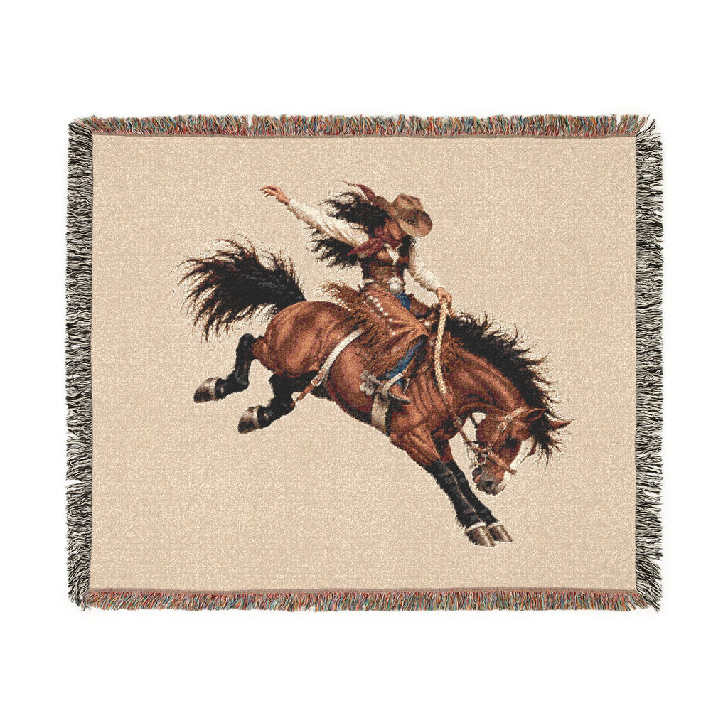 Rodeo Cowgirl Woven Blanket