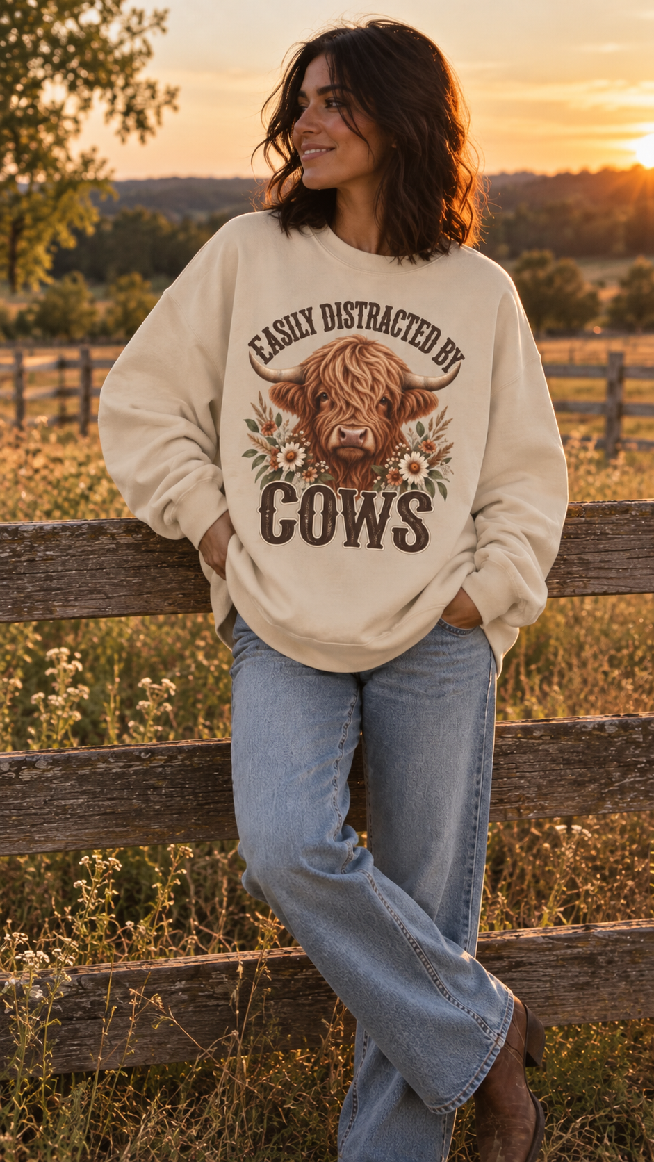 Easily Distracted by Cows Sweatshirt