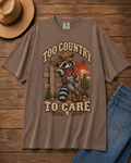 Funny Western Raccoon Shirt - Too Country to Care Retro Cowboy Raccoon Meme T-Shirt