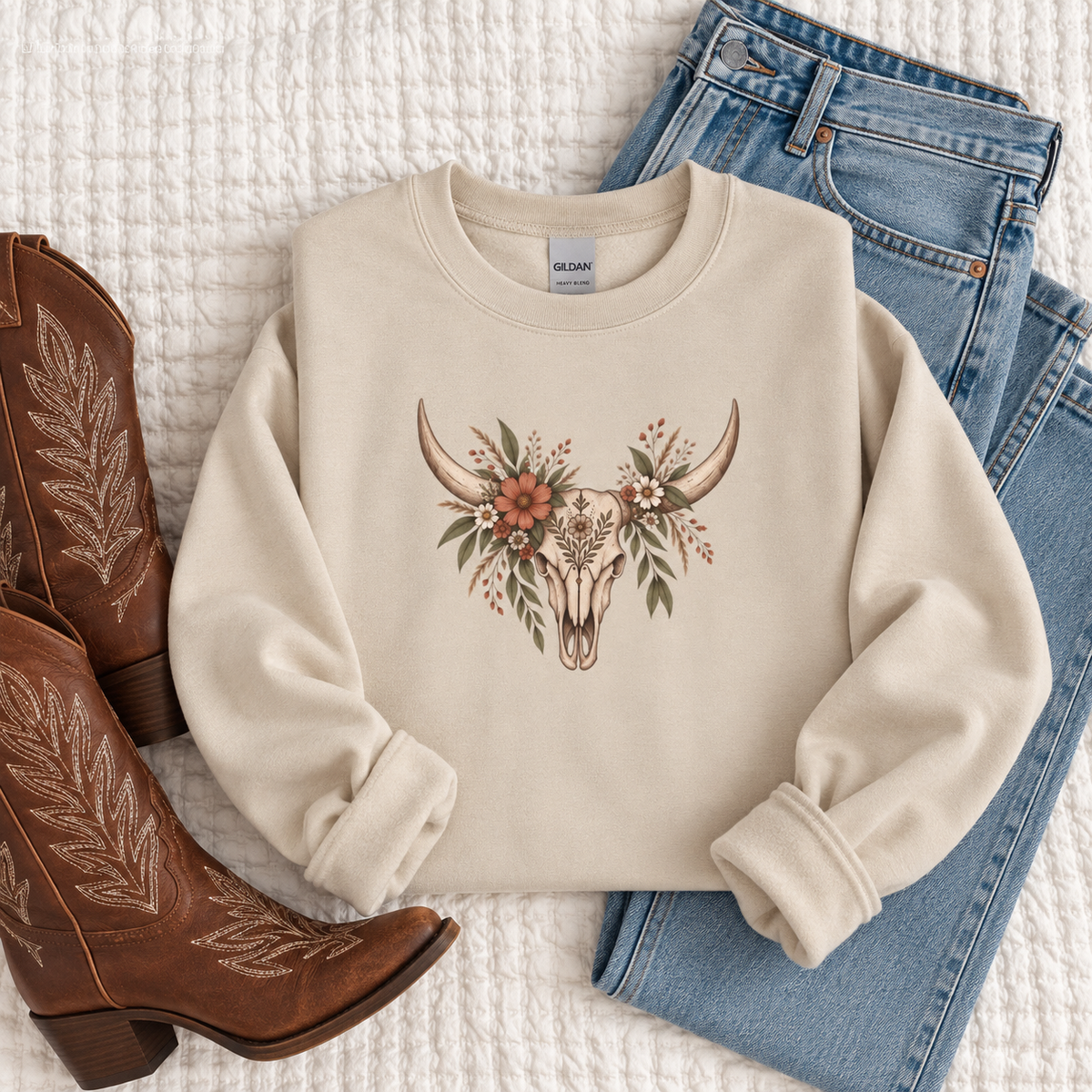 Boho Cow Skull Sweatshirt